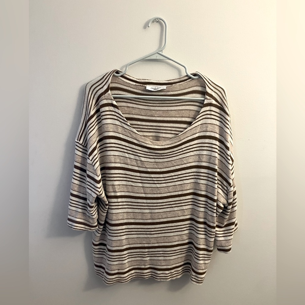 Boho brown and white sweater (size Large)